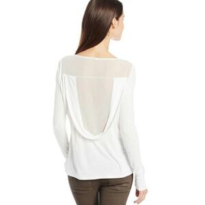 BCBGMaxAzria White Backless Long Sleeve Blouse